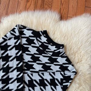 Philosophy Houndstooth Black and White Mock Neck Sweater